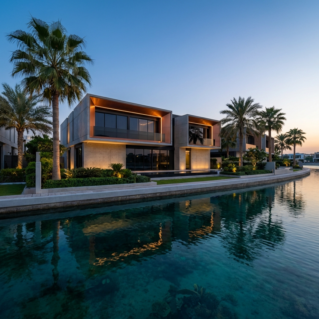 légi felvétel, dubaji villa, Palm Jumeirah — professzionális ingatlanfotó